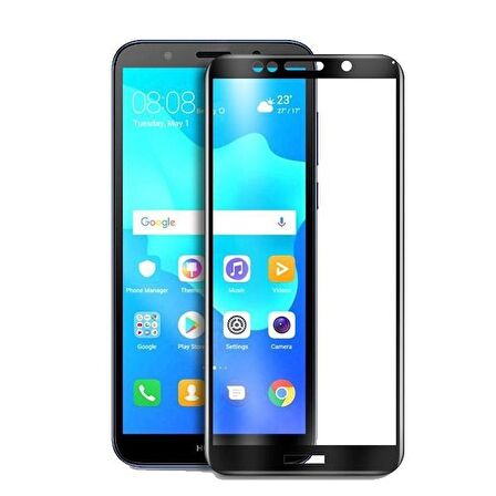 Smcase Huawei Y5 2018 Lüks Silikon Kılıf  Tam Kapatan Cam