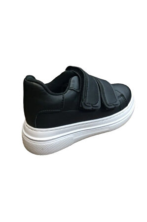 1087 Kız Çocuk Siyah Cırtlı Sneaker Günlük Spor Ayakkabı