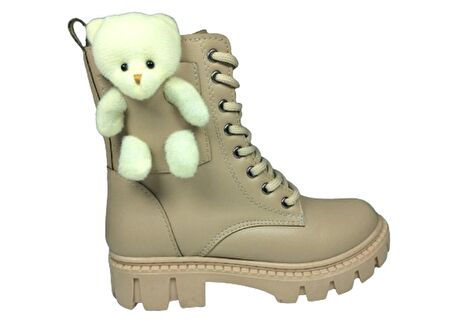 OrtopedikAL 1087 Filet Kız Çocuk Nut Bej 2 Ayıcıklı Bot Bağcıklı Yanı Fermuarlı Anatomik