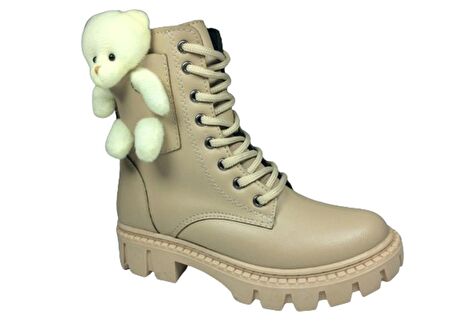 OrtopedikAL 1087 Filet Kız Çocuk Nut Bej 2 Ayıcıklı Bot Bağcıklı Yanı Fermuarlı Anatomik