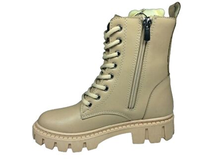 OrtopedikAL 1087 Filet Kız Çocuk Nut Bej 2 Ayıcıklı Bot Bağcıklı Yanı Fermuarlı Anatomik