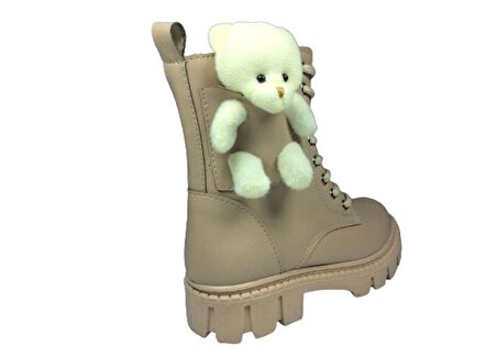 OrtopedikAL 1087 Filet Kız Çocuk Nut Bej 2 Ayıcıklı Bot Bağcıklı Yanı Fermuarlı Anatomik