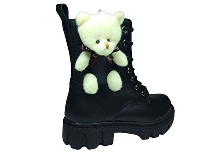 OrtopedikAL 1087 Filet Kız Çocuk Siyah Ayıcıklı Bot Bağcıklı Yanı Fermuarlı Anatomik