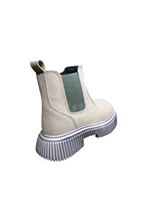 OrtopedikAL 1087 Filet Unisex Erkek Ve Kız Çocuk  Bot Bej Süet Yanı Lastikli ve Fermuarlı Anatomik