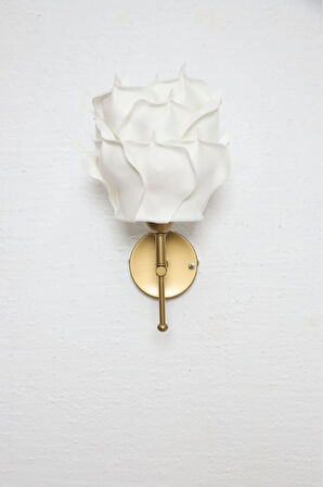 Dekor Eva Gül Üst Beyaz-metal Eskitme Gold Kablosuz Pilli Ledli Duvar Aydınlatması Aplik