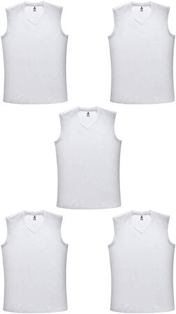 5 Adet Erkek Büyük Beden 105 Kilo - 165 Kilo Arası İçin Uygun Redzone V Yaka Sıfır Kol Fanila Atlet