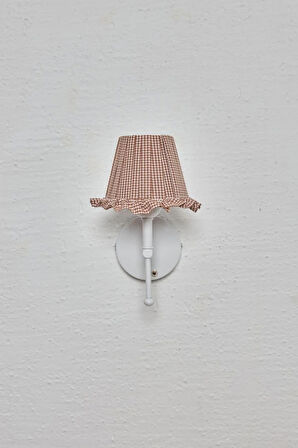 Kahverengi Pötikare Duvar Aydınlatması Metal Beyaz Ayak Kablosuz Pilli Ledli Aplik