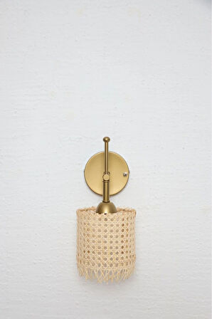 Hazeran & Rattan Aşağı Kablosuz Pilli Duvar Aydınlatması Aplik - Alt Eskitme Gold