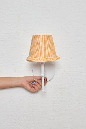 Turuncu Pötikare Duvar Aydınlatması Metal Beyaz Ayak Kablosuz Pilli Ledli Aplik