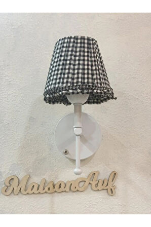 Siyah Pötikare Duvar Aydınlatması Metal Beyaz Ayak Kablosuz Pilli Ledli Aplik