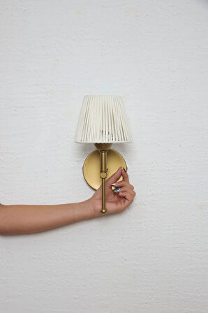 Beyaz Deri Alt Eskitme Metal Duvar Aydınlatması Kablosuz Pilli Ledli Aplik