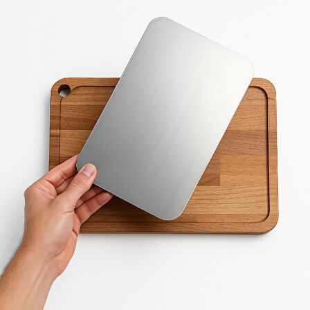 Ahşap Paslanmaz Çelik Kesim Ve Sunum Tahtası 