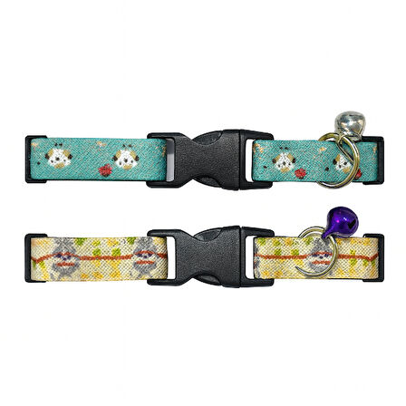  Desenli Zilli Kedi Tasması 