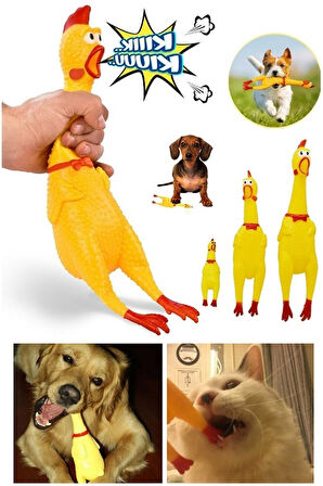 Kedi Köpek Oyuncağı - Ses Çıkaran Tavuk Figürlü