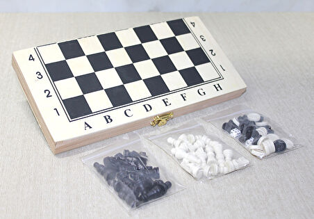 Ahşap Kutulu Satranç Tavla Seti Model 3 