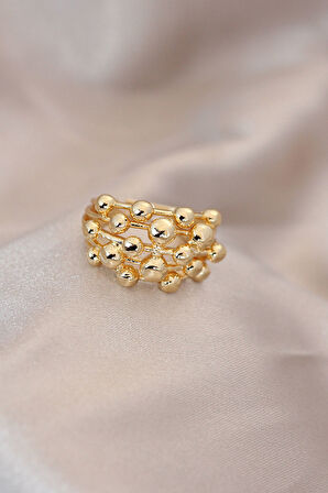  Ayarlamalı Gold Renk Metal Bombeli Boluncuk Model Yüzük