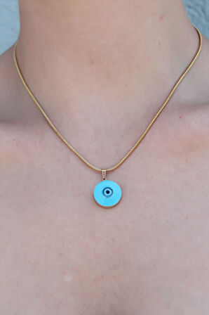  316L Çelik Gold Renk Nazar Boncuk Model Kadın Kolye