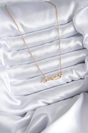  316L Çelik Zincir Gold Renk Atatürk İmzası Model Kadın Kolye