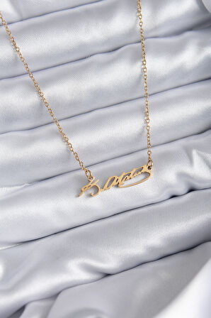  316L Çelik Zincir Gold Renk Atatürk İmzası Model Kadın Kolye