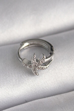  316L Çelik Gümüş Renk Zirkon Taşlı Deniz Yıldızı Model Tragus Piercing