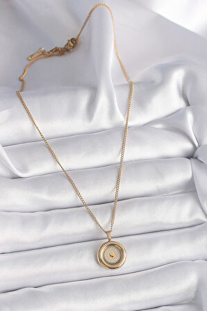  316L Çelik Gold Renk Zincir Gold Altın Model Kadın Kolye