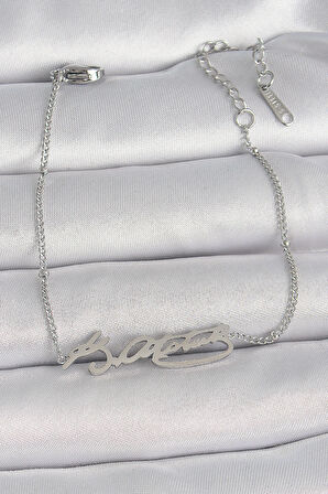  316L Çelik Gümüş Renk Atatürk İmza Model Kadın Bileklik