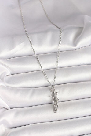  316L Çelik Gümüş Renk Zincir Sarılma Model Kadın Kolye