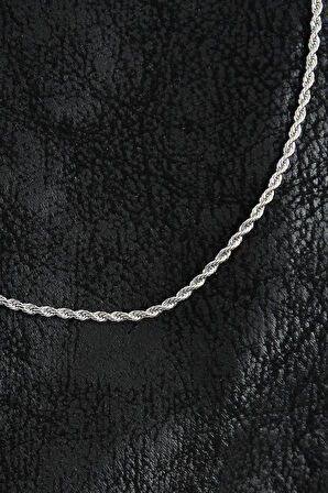  316L Çelik Halat Zincir Model Gümüş Renk Erkek Kolye