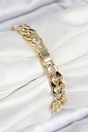  VIP Pirinç Zirkon Taşlı Parçalı Zincir Model Gold Renk Kadın Bileklik