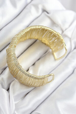  Pirinç Tel Sarma Model Gold Renk Kadın Bileklilk