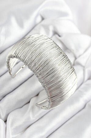  Pirinç Tel Sarma Model Gümüş Renk Kadın Bileklilk