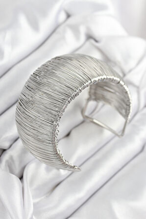  Pirinç Tel Sarma Model Gümüş Renk Kadın Bileklilk