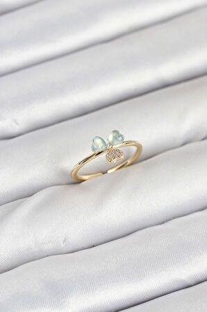  Pirinç Gold Renk Yonca Model Kadın Yüzük