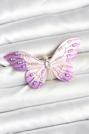 Lila Renk Kelebek Figürlü Broş