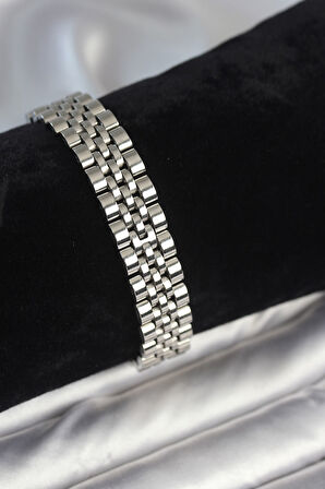 12 mm Kalınlıkta Gümüş Renkli Erkek Bileklik (316L Çelik)