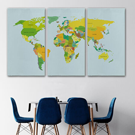 Harita Sepeti Dünya Haritası Dekoratif Kanvas Tablo 1089