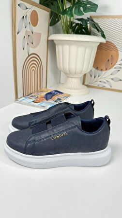 Günlük Erkek Sneaker Casual Kalın Yüksek Queen Taban Oval Burun Bant Detaylı Spor Ayakkabı 109