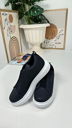 Günlük Erkek Sneaker Casual Kalın Yüksek Queen Taban Oval Burun Bant Detaylı Spor Ayakkabı 109