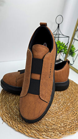 Günlük Erkek Sneaker Casual Kalın Yüksek Queen Taban Oval Burun Bant Detaylı Spor Ayakkabı 109