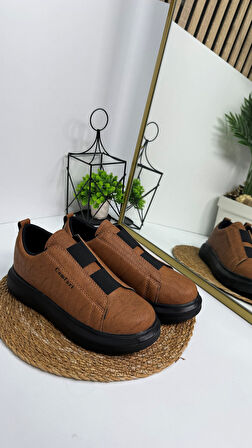Günlük Erkek Sneaker Casual Kalın Yüksek Queen Taban Oval Burun Bant Detaylı Spor Ayakkabı 109