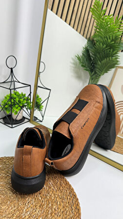 Günlük Erkek Sneaker Casual Kalın Yüksek Queen Taban Oval Burun Bant Detaylı Spor Ayakkabı 109