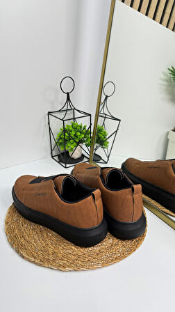 Günlük Erkek Sneaker Casual Kalın Yüksek Queen Taban Oval Burun Bant Detaylı Spor Ayakkabı 109