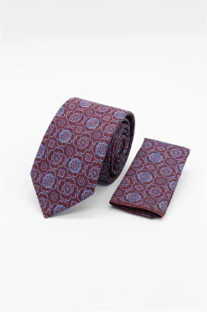 Bordo Desenli 6 Cm Kravat