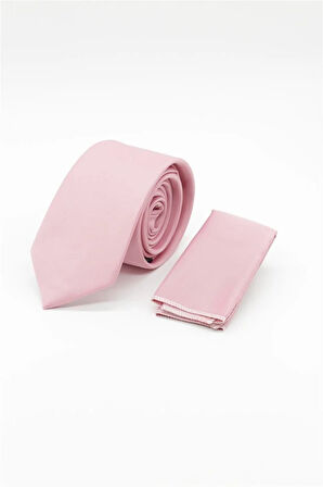Pembe Düz Saten Kravat