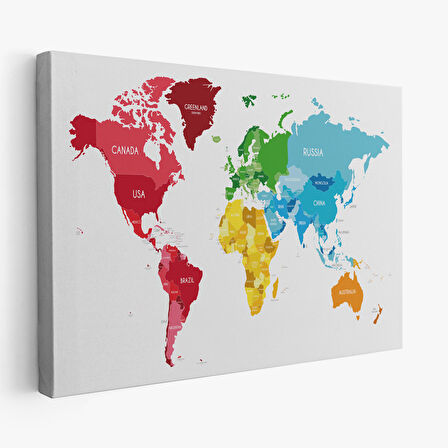 Harita Sepeti Dünya Haritası Dekoratif Kanvas Tablo 1090