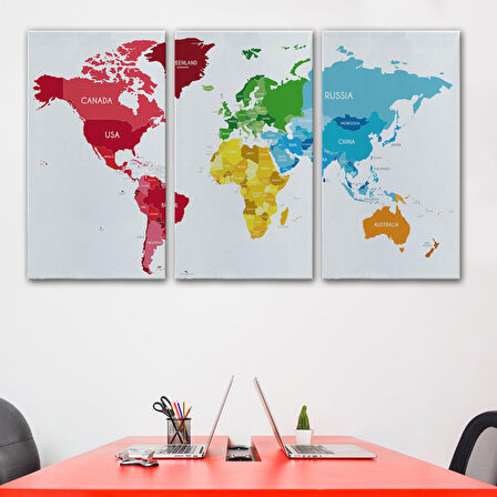 Harita Sepeti Dünya Haritası Dekoratif Kanvas Tablo 1090