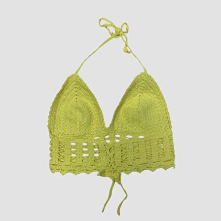 Uretti - ASLI 5776 - El Yapımı Limon Sarısı  Crop Top
