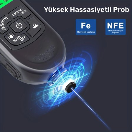 HW-300PRO Oto Boya Kalınlık Ölçer Fe NFe 2000µm + 2 Fonksiyonlu Bardak Tutucu Hediyeli (  )