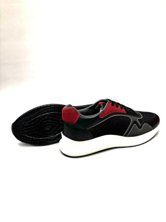 NBM HEROD ZAGOR FX1 VEGAN DERI GUNLUK AYAKKABI-Siyah-bordo