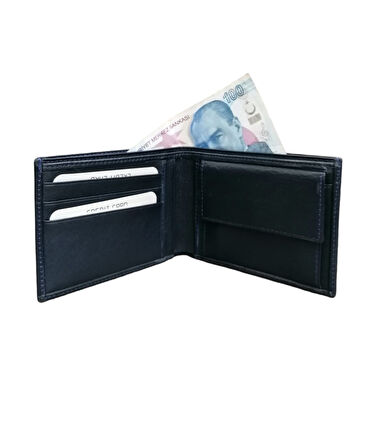 NBM ERTG 1010 HAKIKI DERI BOZUK PARA BOLMELI KLASIK CUZDAN-Lacivert